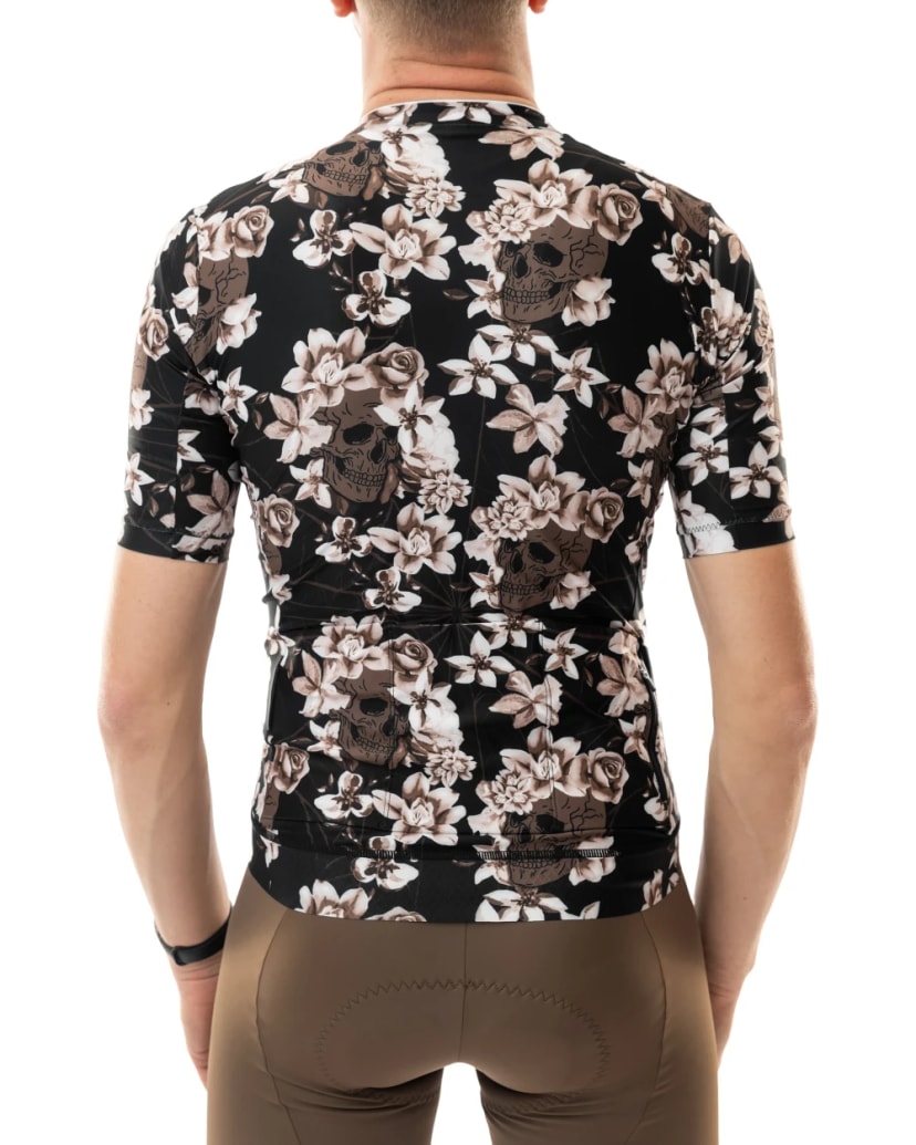 Męska koszulka kolarska Flower Skulls 3